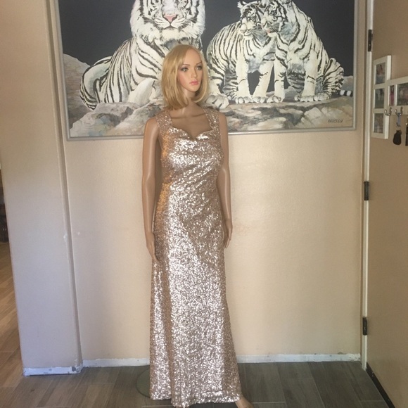 Dressy collection sequin Rose gold dress size 14 - Picture 3 of 16